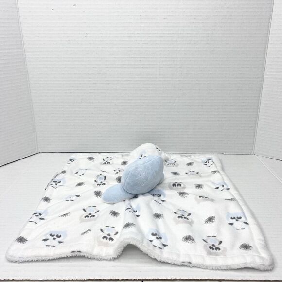Blankets & Beyond Sleeping Owl Plush Lovey Security Blanket White Blue Gray - Picture 4 of 8